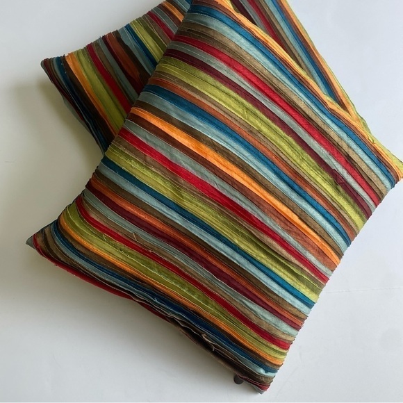 2 Pier 1 Imports Multicolored Stripe Decorative Throw Accent Pillows - Picture 4 of 10